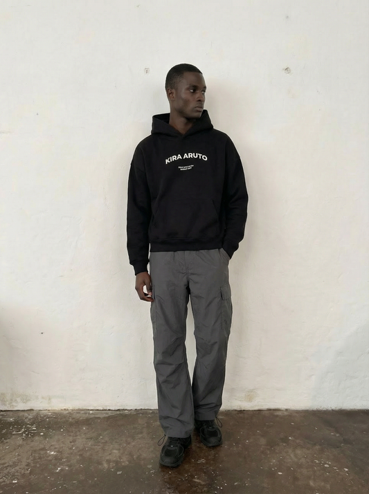 Arched Boxy Hoodie - Black