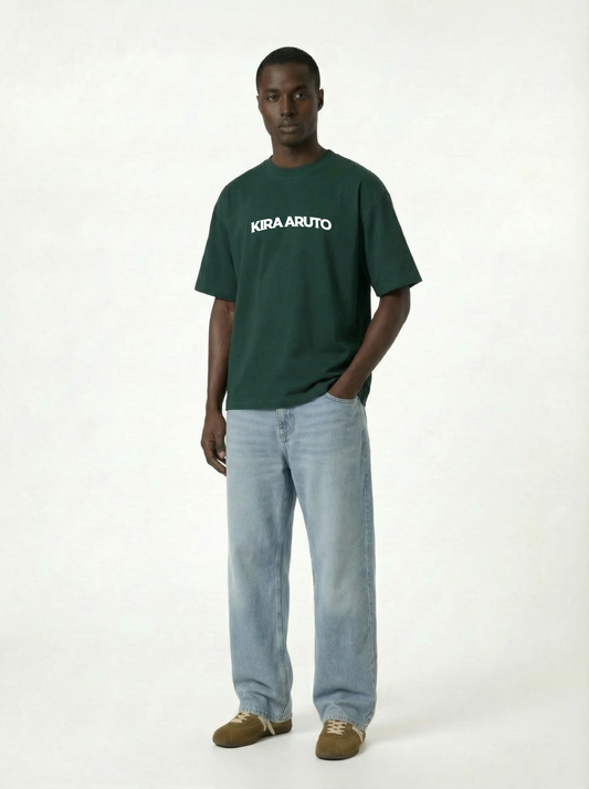 Arched Soft Boxy Tee - Bottle Green