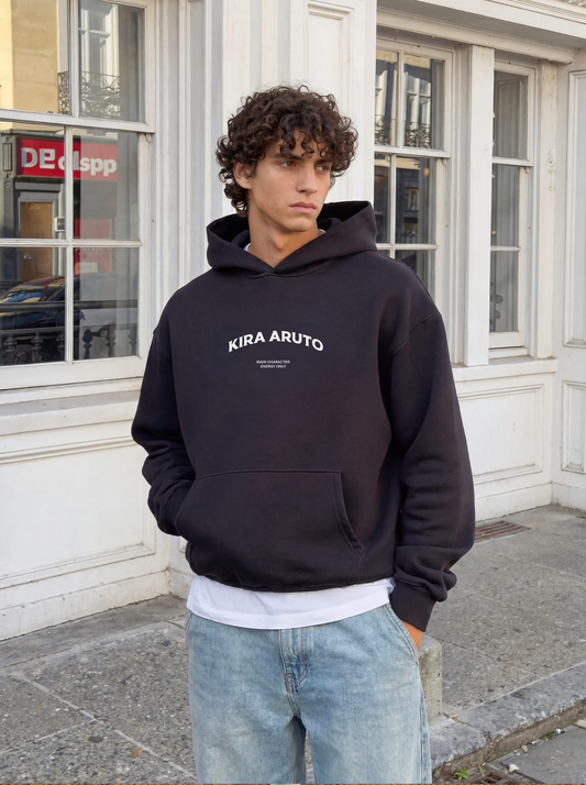 Arched Boxy Hoodie - Black
